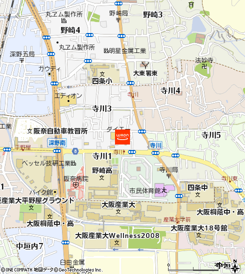 ダイエー大東寺川店付近の地図